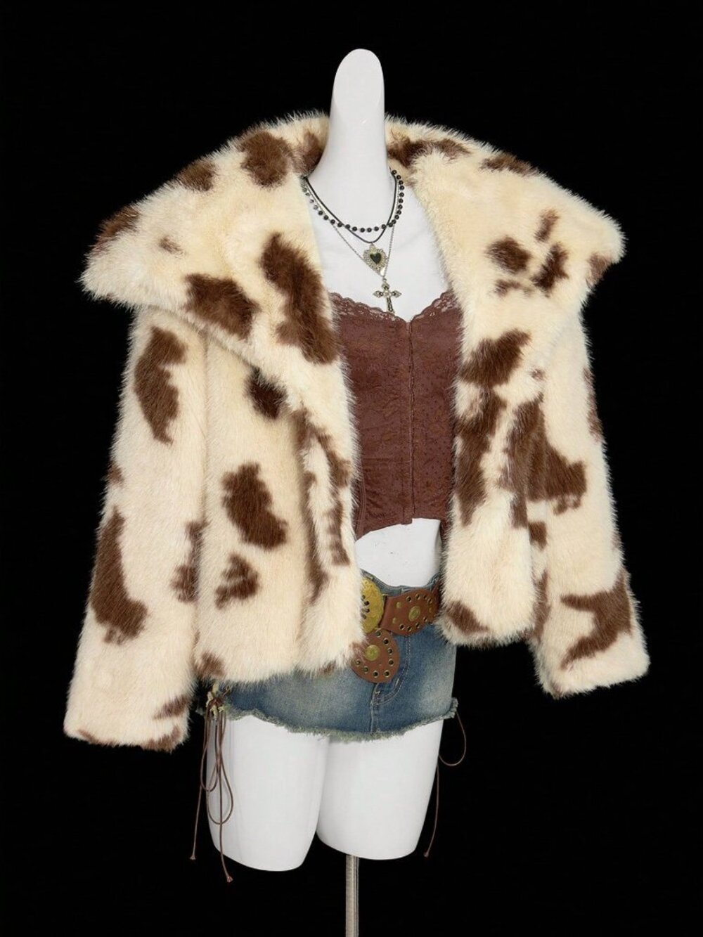 Multicolor Casual Women's Cropped Faux Fur Jacket
